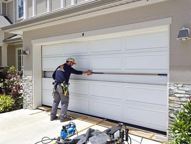 Seymour Garage Door Repair team performing complete garage door replacement at Seymour residence