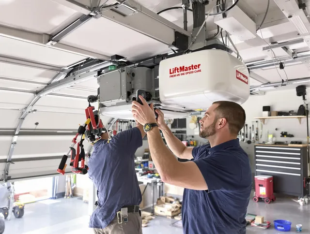 Seymour Garage Door Repair technician performing advanced diagnostics on garage opener in Seymour