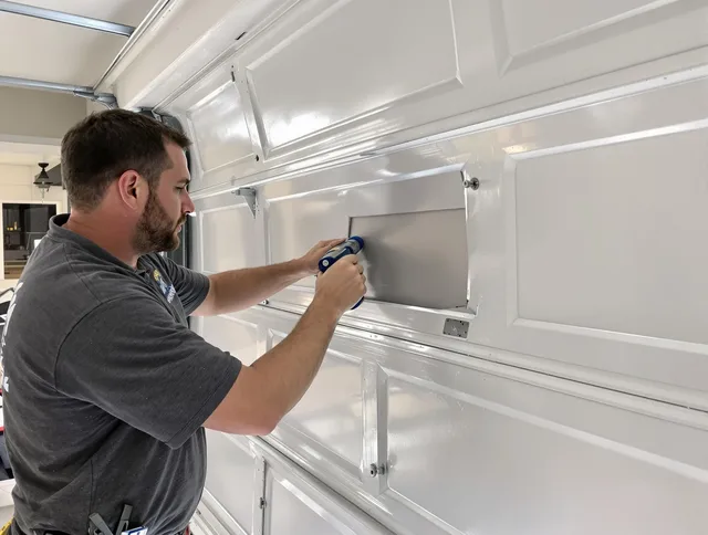 Garage door panel repair by Seymour Garage Door Repair in Seymour