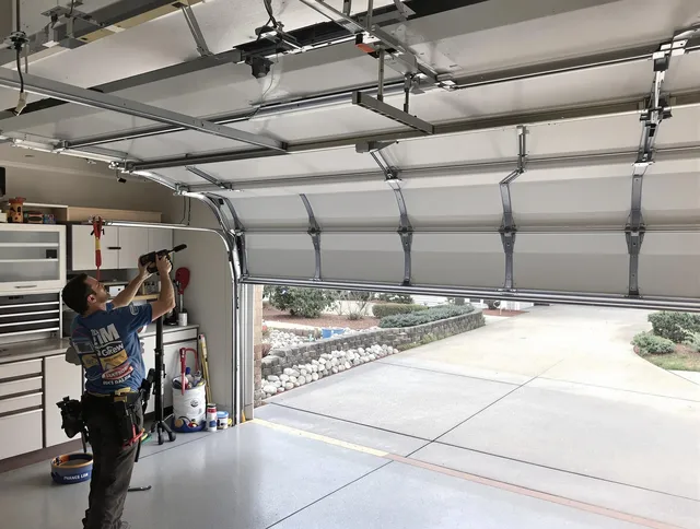 Garage door track repair service by Seymour Garage Door Repair in Seymour
